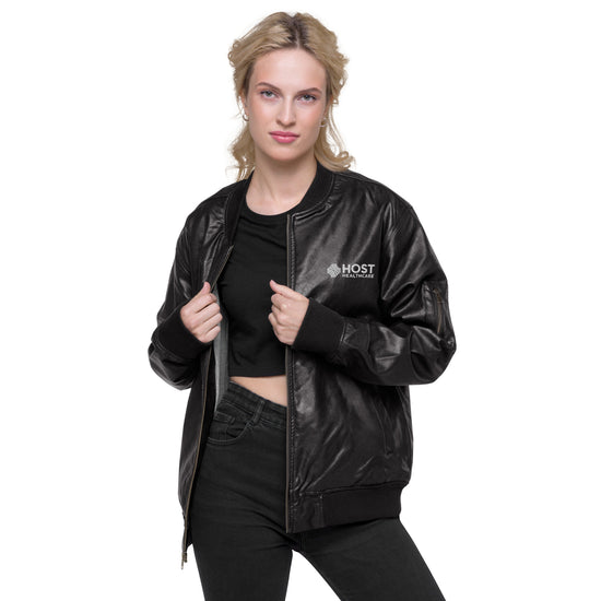 Faux Leather Bomber Jacket